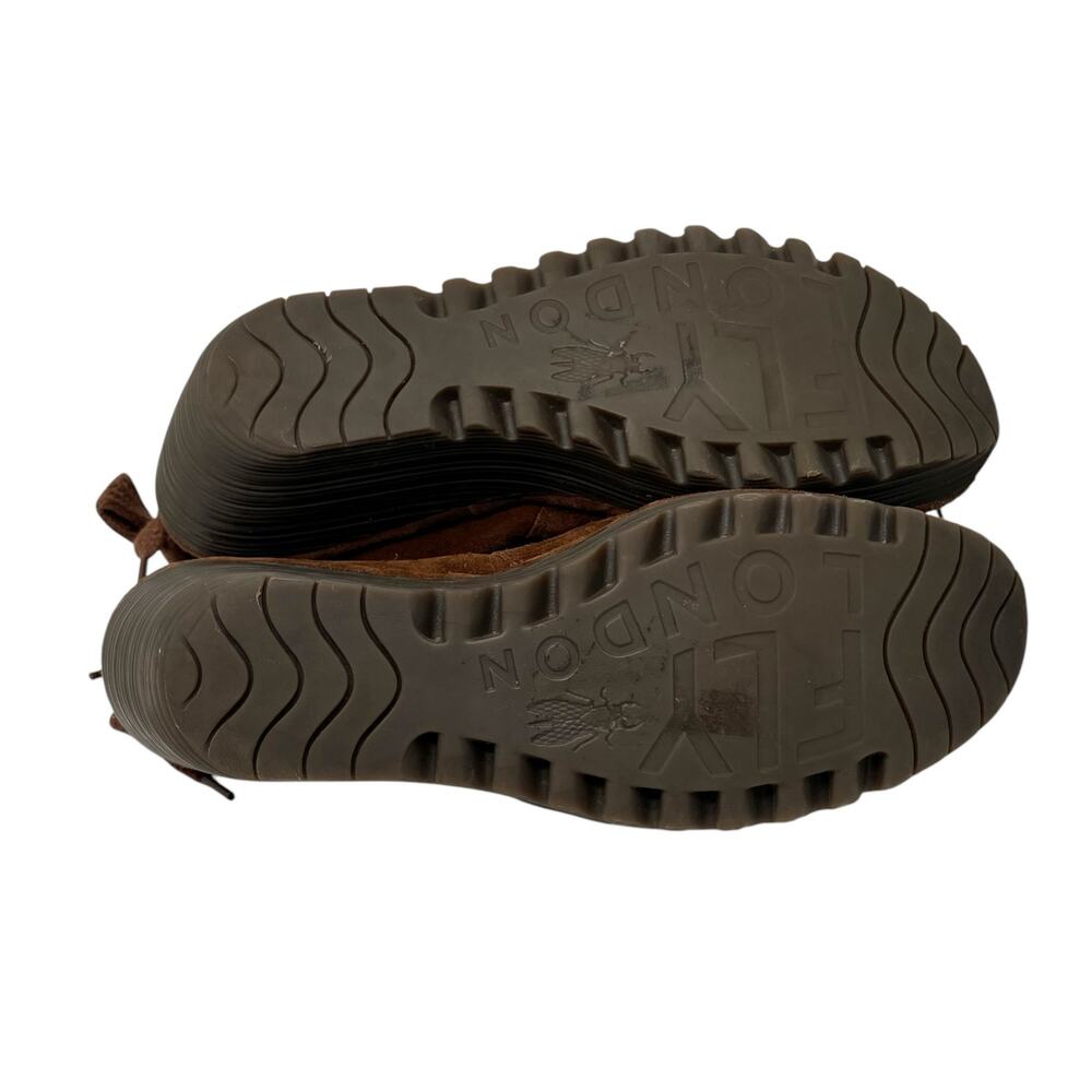 Fly London Yebi Camel Brown/Tan Suede Wedge Booties Ankle Boots Size 10 - Picture 6 of 7